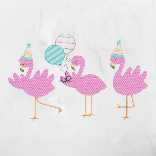 Birthday Flamingos - Embroidered T-Shirt, Crewneck & Hoodie