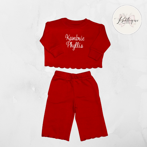 Personalized Name Scalloped Outfit Set (Infant/Toddler)
