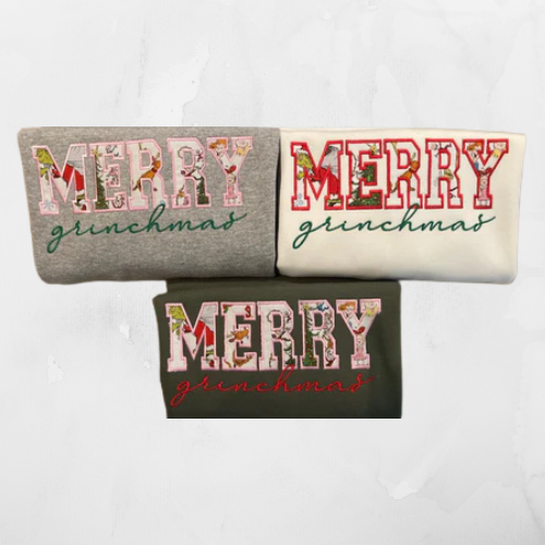 Merry Grinchmas Fabric Appliqué