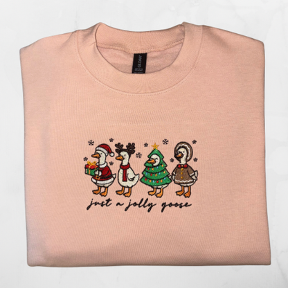 Just A Jolly Goose – Christmas Embroidered T-Shirt, Crewneck & Hoodie